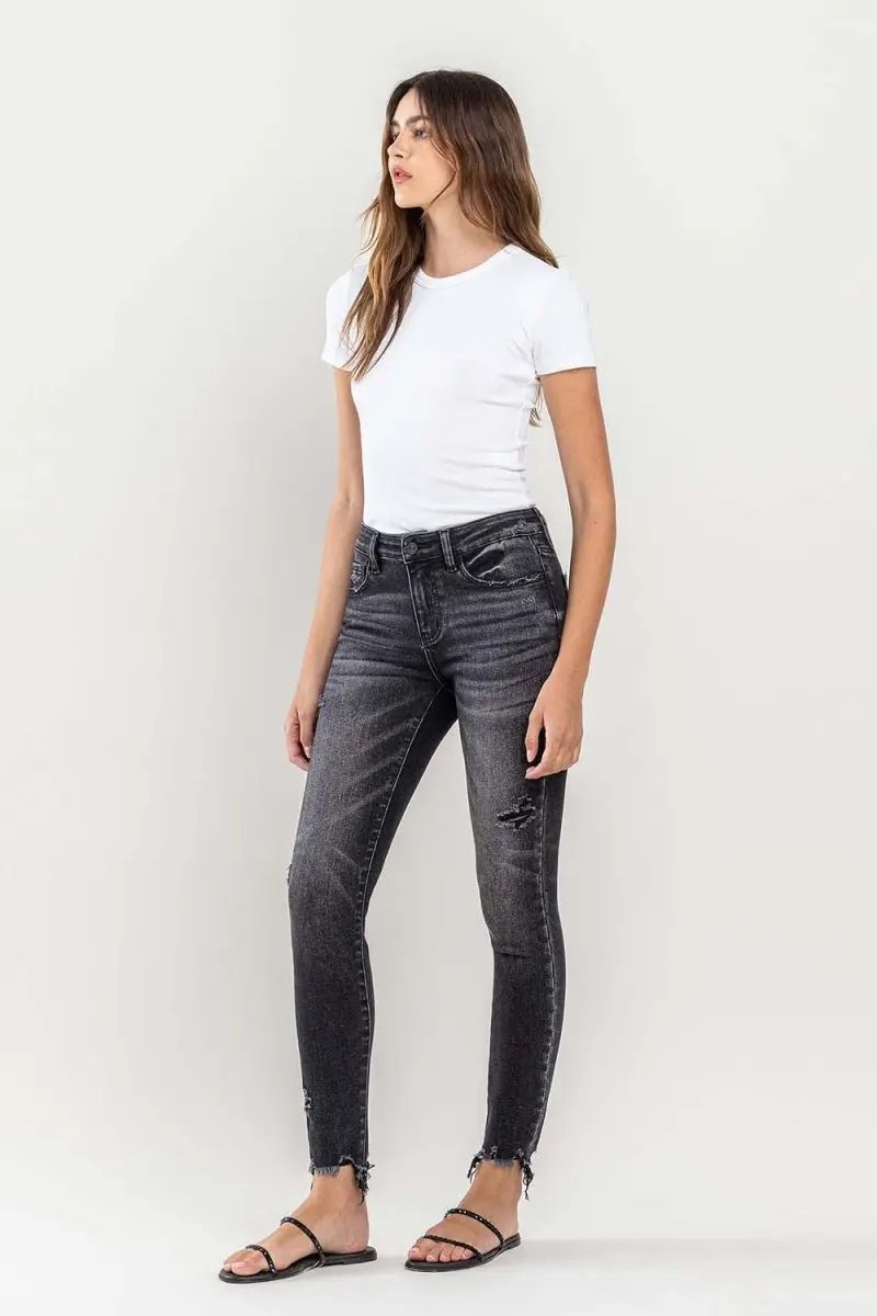 Lovervet Raw Hem Cropped Skinny Jeans for Stylish Outfits - Love Salve